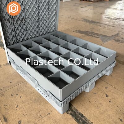 Wytrzymała plastikowa skrzynia z pokrywą do palet
