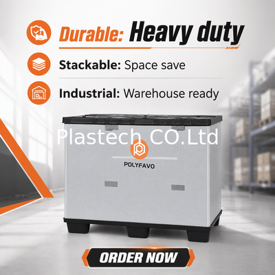  Collapsible Pallet Box for Warehouse Storage and Logistics Transport, Heavy Duty Foldable Bulk Box, Stackable with Lid
