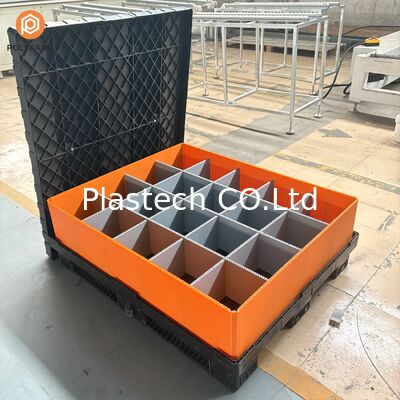 Collapsible Pallet Box 300kg Dynamic 500kg Static Load, Wall Thickness 10mm 12mm, Custom Windows Cutouts Color Logo Printing