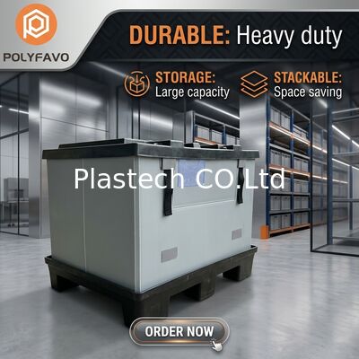 Logo niestandardowe Sklep do palet składanych, pokrywa i podstawa formowana w trybie wtryskowym, 300 kg dynamiczne 500 kg statyczne obciążenie, ściana 10 mm 12 mm